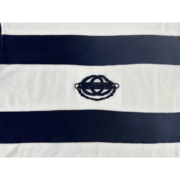 Gucci Men’s T Shirt Sz L Logo Navy Blue White Stripe Nautical Old Money Luxury - Picture 4 of 10